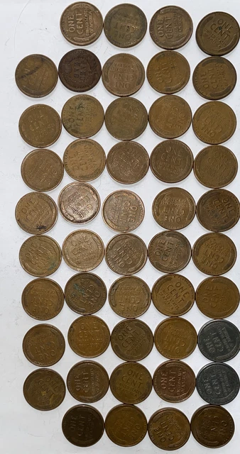 1 US Lincoln Wheat Cent Penny Roll 1909 IHC/1909 VDB (50 Coins) Old Vintage 10