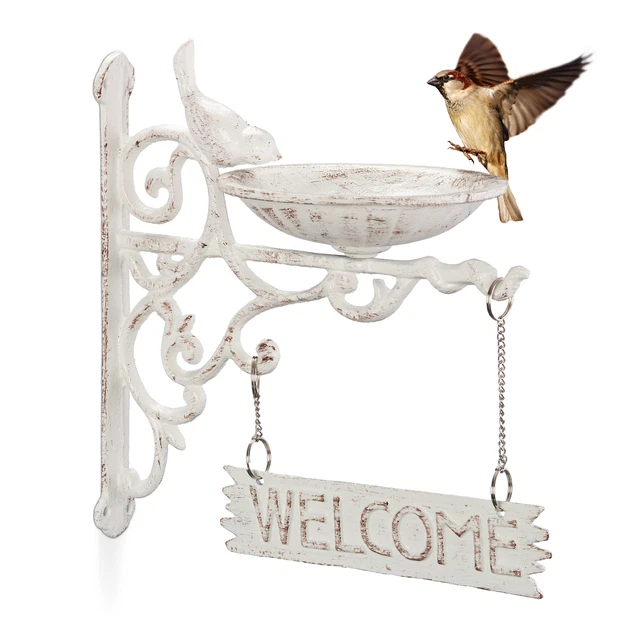 Vogeltränke Wand, Vogel Trinkschale Wasserschale Gusseisen, Gartenschild Welcome
