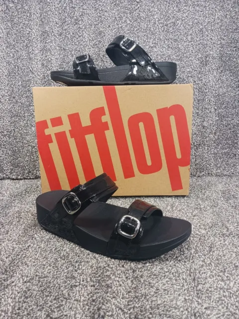 New FitFlop Womens Sz 11 / 43 Lulu Glitter Black Slide Wedge Slip On Shoe Sandal