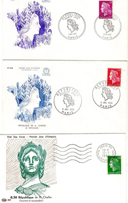 Lot De 3 Enveloppes Premier Jour Marianne De Cheffer