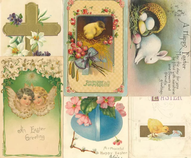 6 Postkarten Lot c 1910 - 1920 OSTERN Happy Easter Sammlung Konvolut Ak No.268