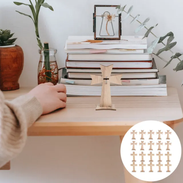 20 juegos de adornos simples de madera en forma de cruz para decoración del hogar adorno de cruz de madera para