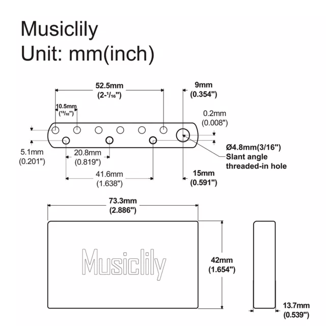 Musiclily Ultra 10.5mm Steel 42mm Tremolo Block For MIM Fender Strat ST Guitar 2