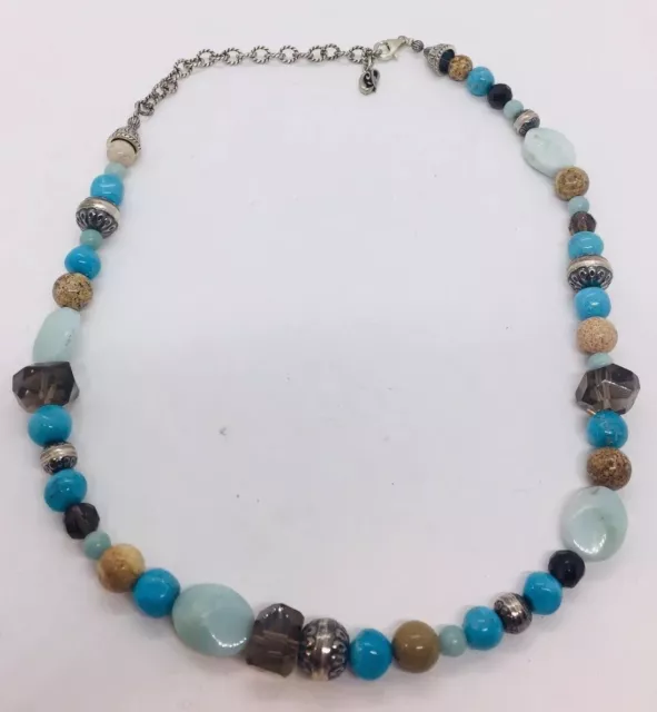 Carolyn Pollack Argent Sterling Turquoise Gem Southwestern Perlé Collier