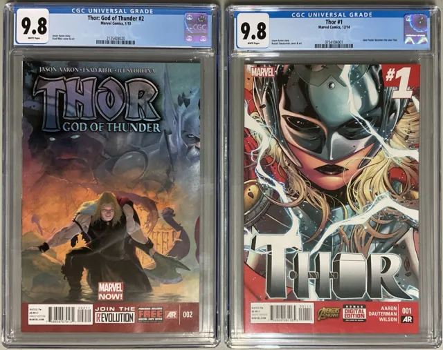 🔥MCU Comic Keys🔥Thor God of Thunder #2 Mighty Thor #1🔥CGC 9.8🔥1st Gorr