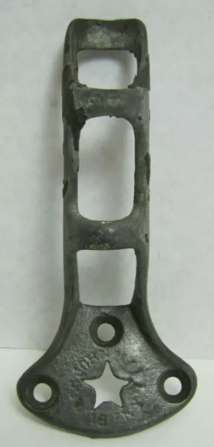 Antique STAR West 18th St NEW YORK Metal 3/4" Flag Pole Holder Bracket Hardware