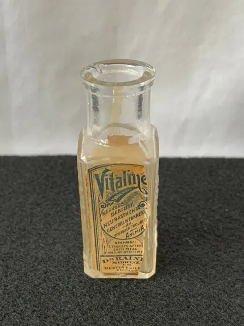 Antique 1910s Dr. Rainey Medicine Co. Vitaline Bottle - Labeled - Quackery
