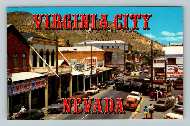 Virginia City NV- Nevada Street View Advertisement Big Letters Vintage Postcard