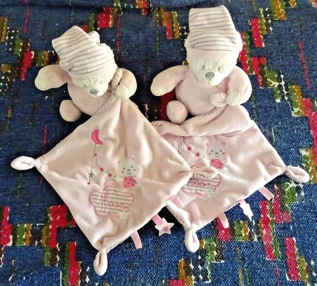 Rp /  Lot De 2 Doudou Mouchoir Max & Sax Ours Rose Nuage Etoile Moon  Tbe