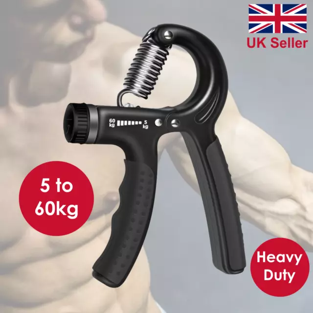 Hand grip Strengthener Counter 5-60Kg Sport Adjustable Forearm Finger Trainer UK