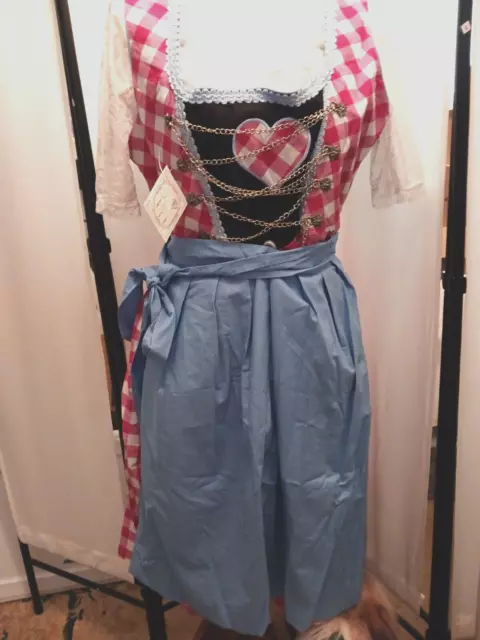 NEW US 16,Trachten,Oktoberfest,Germanfest Bavarian Dirndl Dress,3-pc,RED,Blue