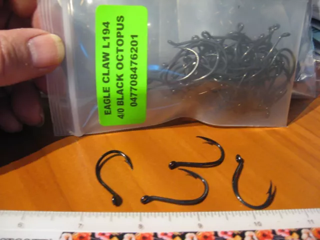 50 EAGLE CLAW L194 Octopus Size 4/0 Salmon Steelhead Fish Hooks Black $11.87  - PicClick
