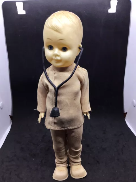 1950’s PLASTIC MALE DOCTOR DOLL, 10” MADE IN HONG KONG