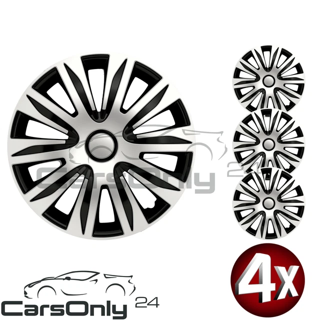4x RADKAPPEN 16 ZOLL NARDO SCHWARZ/SILBER RADZIERBLENDEN SATZ TOP QUALITÄT
