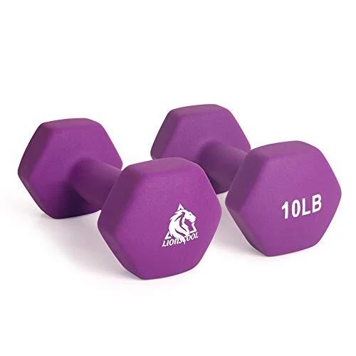 Set of 2 Neoprene Coated Dumbbell Hand Weights, Anti-Slip and Anti-Roll Hex