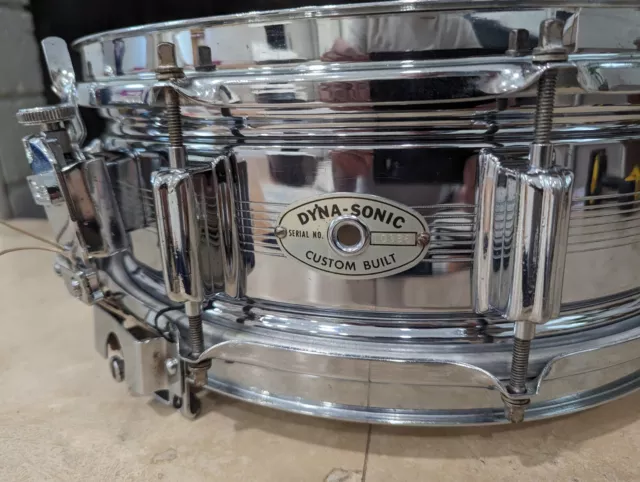 1960s Rogers Dynasonic 7 Line Dyna-Sonic 5x14 Brass Snare Drum chrome over brass