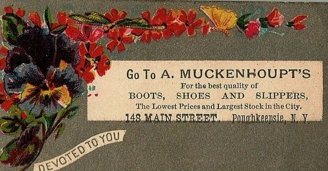 A Muckenhoupt's Boots Shoes & Slippers Victorian Calling Card Poughkeepsie NY
