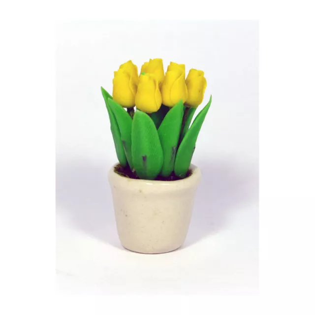 Creal 75733 gelbe Tulpen im Blumentopf 1:12 für Puppenhaus NEU!#