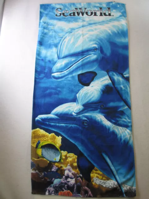 Sea World Beach towel Dolphins swimming family with baby coral reef Dolphin