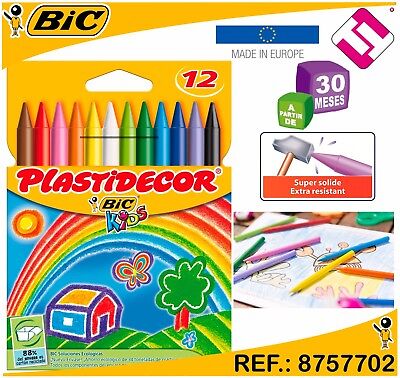 BIC Etui 18 Cires Dures Couleurs Bic Plastidecor Boîte D'Age 30 Mois Enfants Filles 