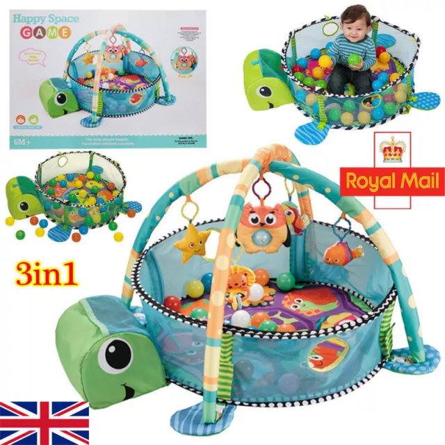 3 in 1 Turtle Baby Gym  Activity Play Floor Mat Ball Pit & Toys Babies Playmat 3