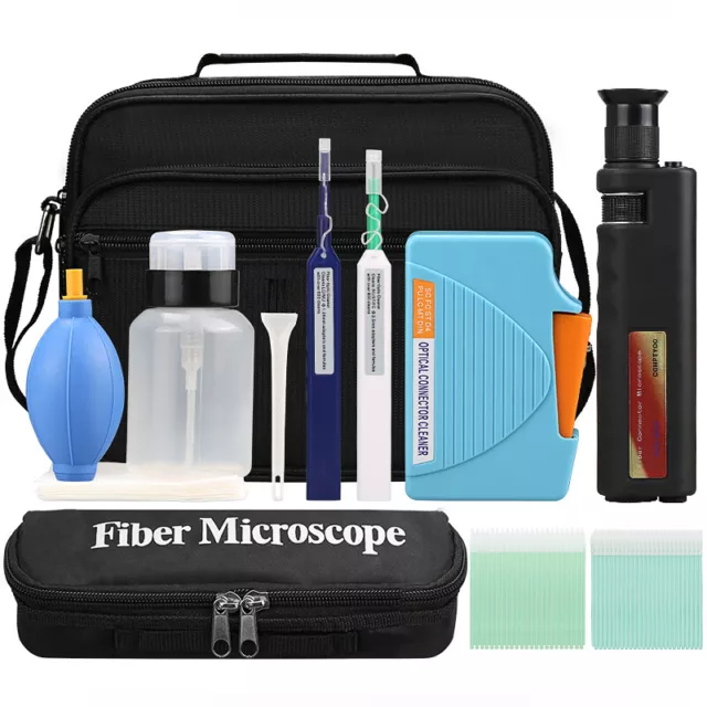 FTTH 1.25mm/2.5mm Fiber Optic Cleaning Tool 400X Microscope Fiber Inspection Kit