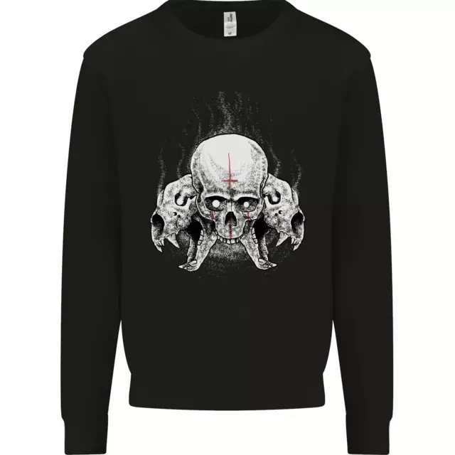Satanic Skulls Gothic Biker Heavy Metal Mens Sweatshirt Jumper