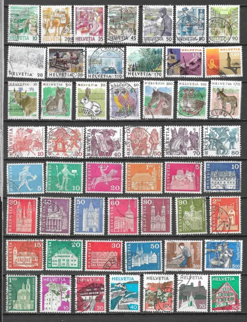 SUISSE : Lot de 52 timbres oblitérés