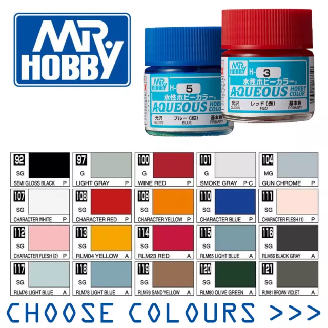 Mr.Hobby Aqueous Range Modelling Acrylic Paint 10ml Jars - QUICK DISPATCH