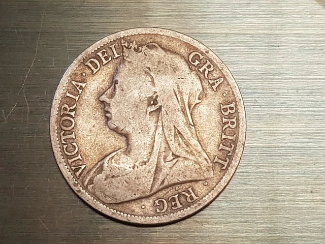 Genuine 1897 Queen Victoria .925 Sterling Silver Half Crown British Coin