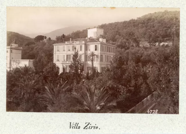Italia, San Remo, Villa Zirio  Vintage albumen print. Vintage Italy.  Tirage a