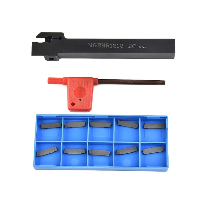 10Pcs MGMN200 Filetage Insert + 12mm MGEHR1212-2 Tour CNC Couper Porte-Outils