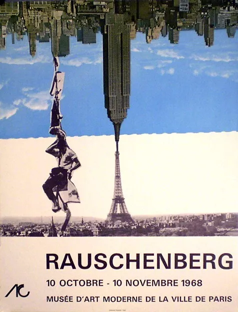 ROBERT RAUSCHENBERG rares Ausstellungsplakat von 1968 in Paris gerollt