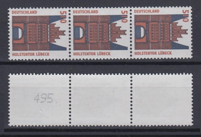 Bund 1938 A RM 3er Str. mit senkrechter ungerader neuer Nummer SWK 510 Pf **