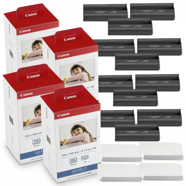 Canon KP-108IN Ink 4"x6" Paper Set for Selphy CP910 CP1200 CP1300 CP1500 LOT