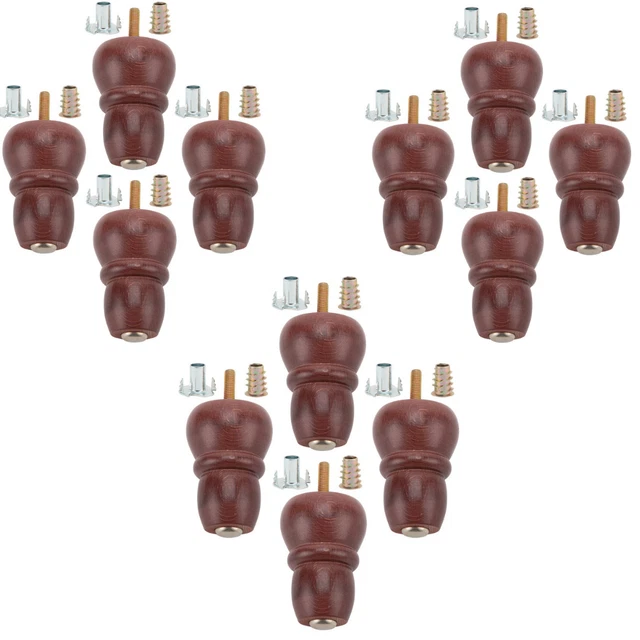 4x Mahogany Wooden Legs Finish Furniture Feet Sofa Chairs Stools Ottoman M8 Nuts