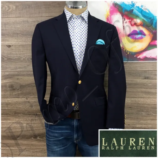 Ralph Lauren Mens Blazer Sport Coat Two Button Casual Jacket Size 38R Wool Suit
