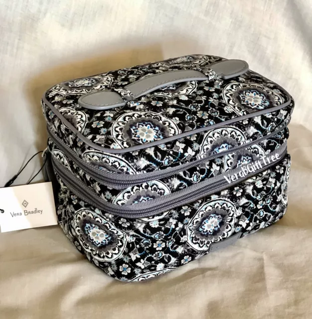 Vera Bradley Jewelry Train Case CHARCOAL MEDALLION Travel Cosmetic Bag NWT $60