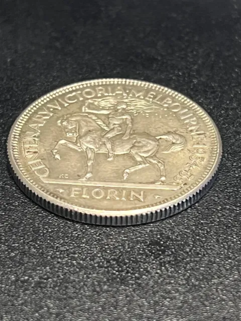 Australia 1934-35 Melbourne Centenary Silver Florin Coin EF aUnc #2