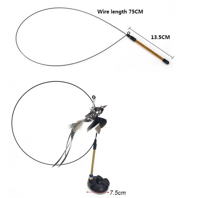 Jouer Teaser Plume Bâton Jouet Baguette de chasse-fil Chat Chaton Jouets 2