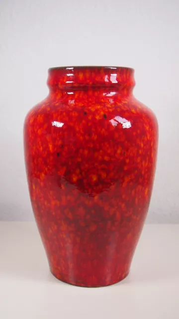 Große Vase Bay Keramik Rot Orange Glasur Vintage Fat Lava Ära WGP MCM 60s 70s