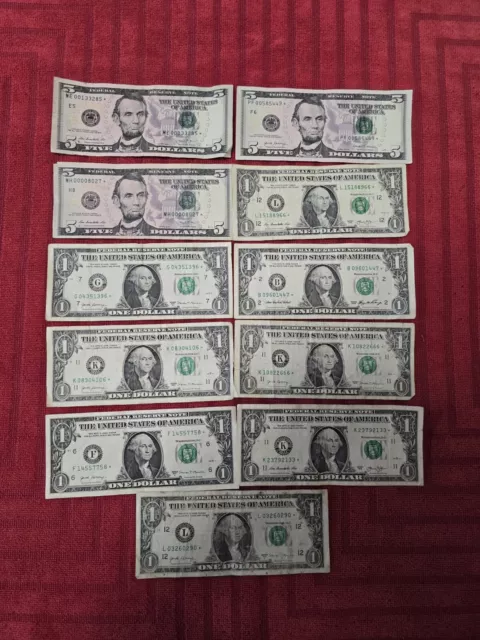 $5/$1 Star Note Lot Of 11