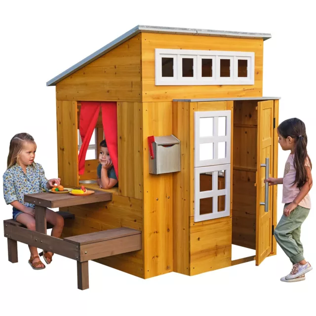 Cabane Enfant en Bois Moderne Jeu Plein Air Jardin Terrasse