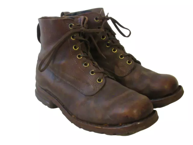 VINTAGE SWEDISH ARMY brown leather boots shoes military 60-70s ankle ...
