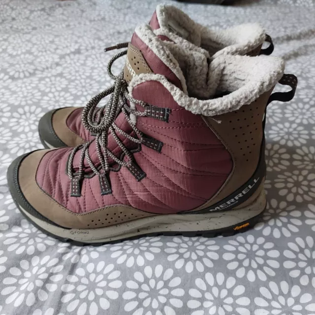 MERRELL BOOTS WOMENS 10 Murren Strap Winter Snow Black Leather