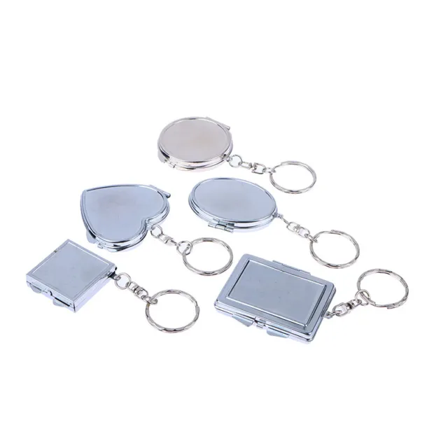 Double Sided  Folding Mirror Key Ring Keychain Portable Compact Cosmetic