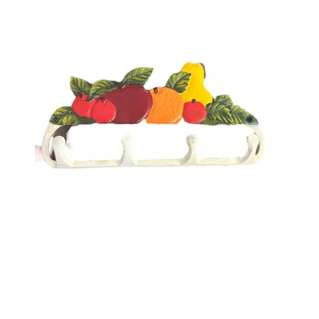 Rustic Farmhouse Country Cast Iron Fruit 4-Hook Towel Hanger-Bathroom/Kitchen