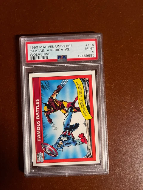 1990 MARVEL UNIVERSE 115 Captain America VS Wolverine PSA 9 comme neuf