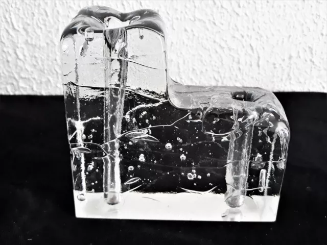 70s Kompakter Glasblock Vase Eisglas  Blockglas  Deko Handarbeithandarbeit 70er