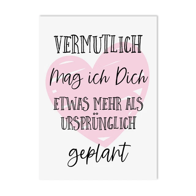Postkarte Ich mag dich etwas mehr als ursprünglich geplant Postkarte Liebe